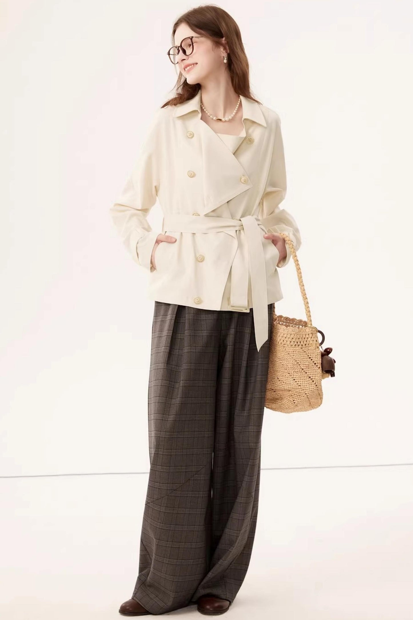 Short Double-Breasted Trench Coat