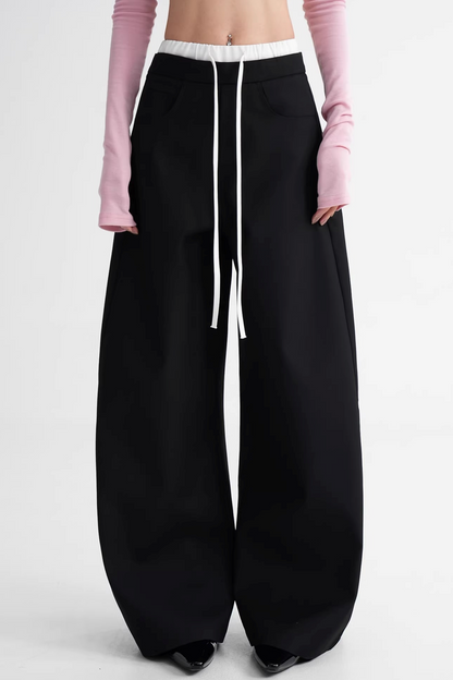 Elegant Color-Blocking Wide-Leg Pants