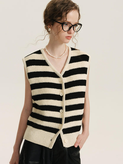 Fashionable Silk Shoulders Knit Vest