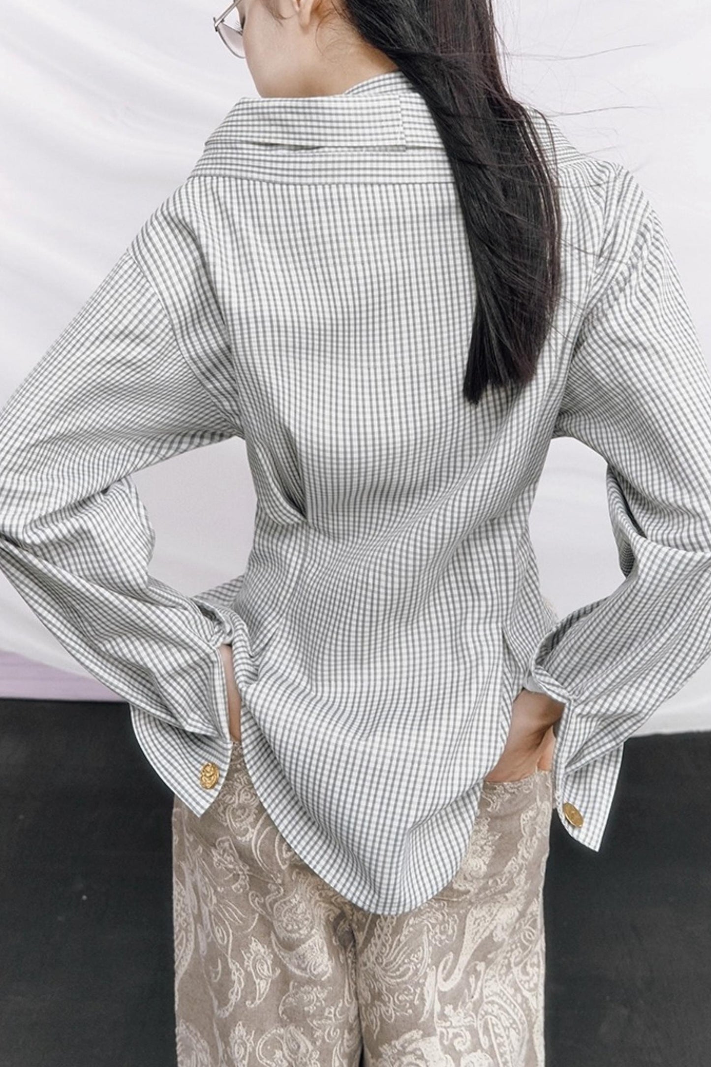 Vintage Money Plaid Blouse