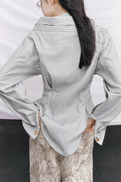 Vintage Money Plaid Blouse