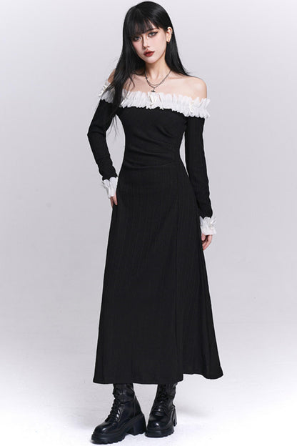 Black Off-Shoulder Long Dress