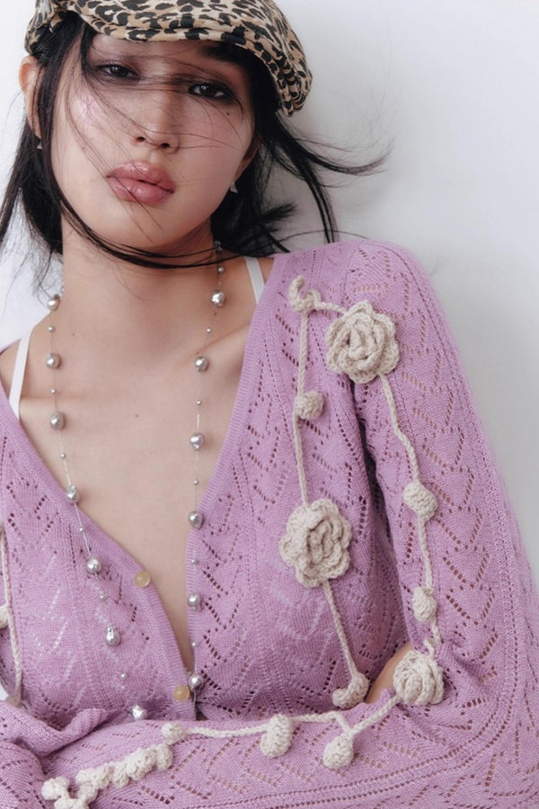 Wool Flower Cardigan