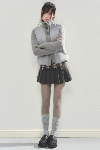 Knitted Patchwork Down Jacket