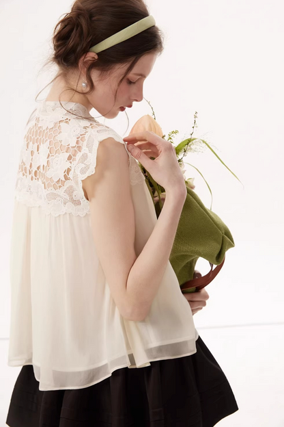 Hollow Embroidery Lace Top