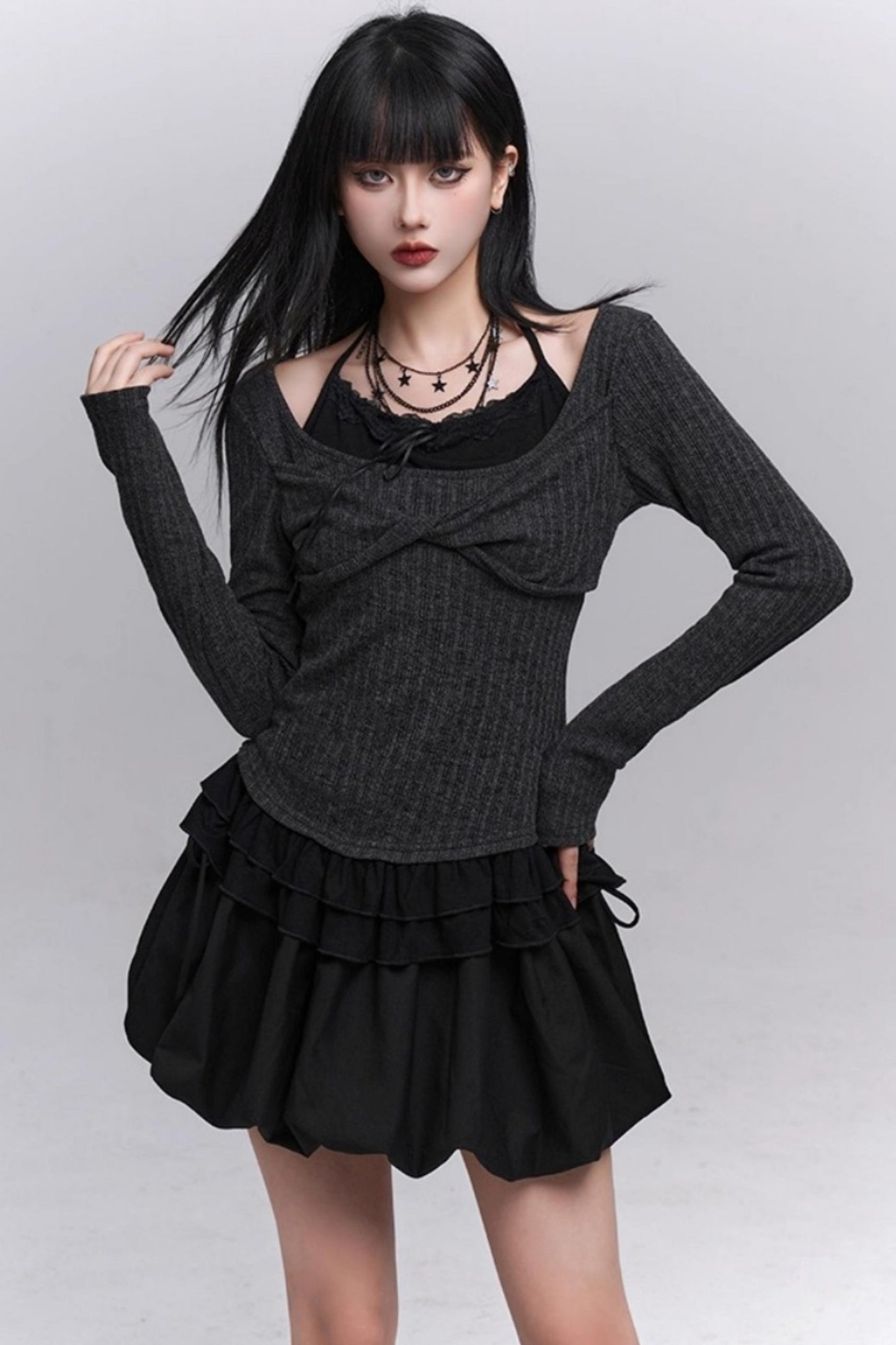 Early Gray Sleeve Halter Top