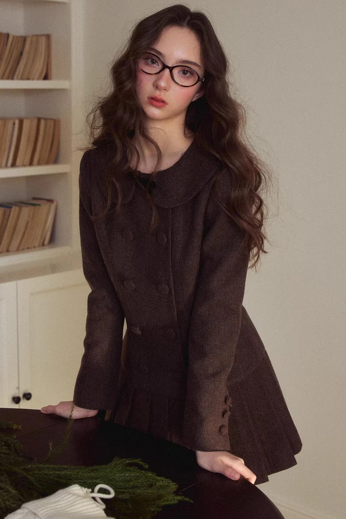 Retro Houndstooth Pleated Dress