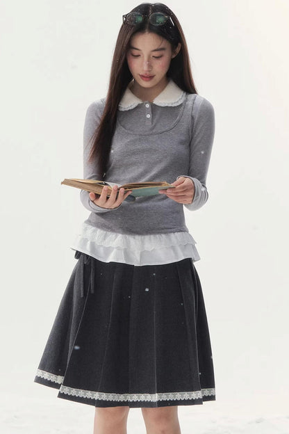 Faux Two-Piece Knitted Blouse