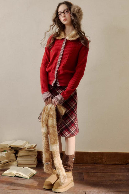 Rétro Reindeer À carreaux Pull