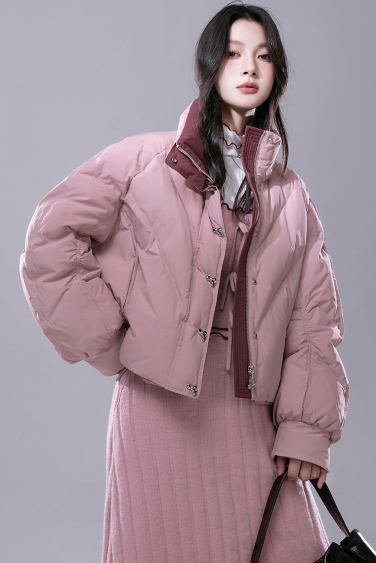 Pine Green & Rose Pink Down Jacket