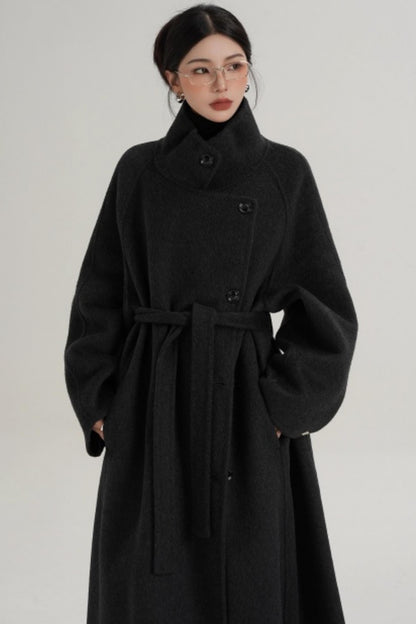 Elegant Charcoal Wool Coat