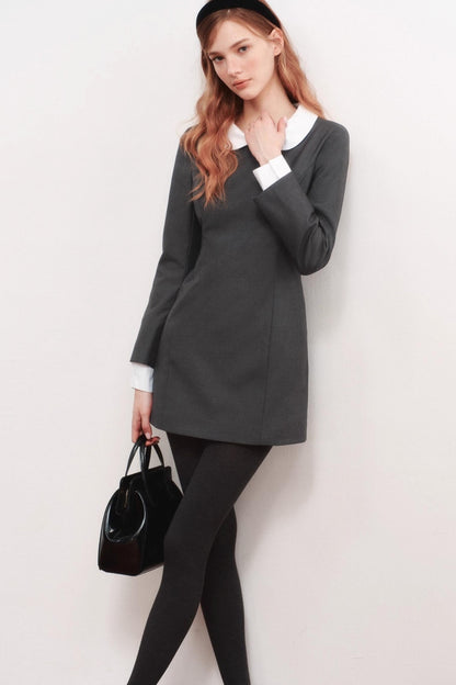 Wool Blend Double-Neck Dress