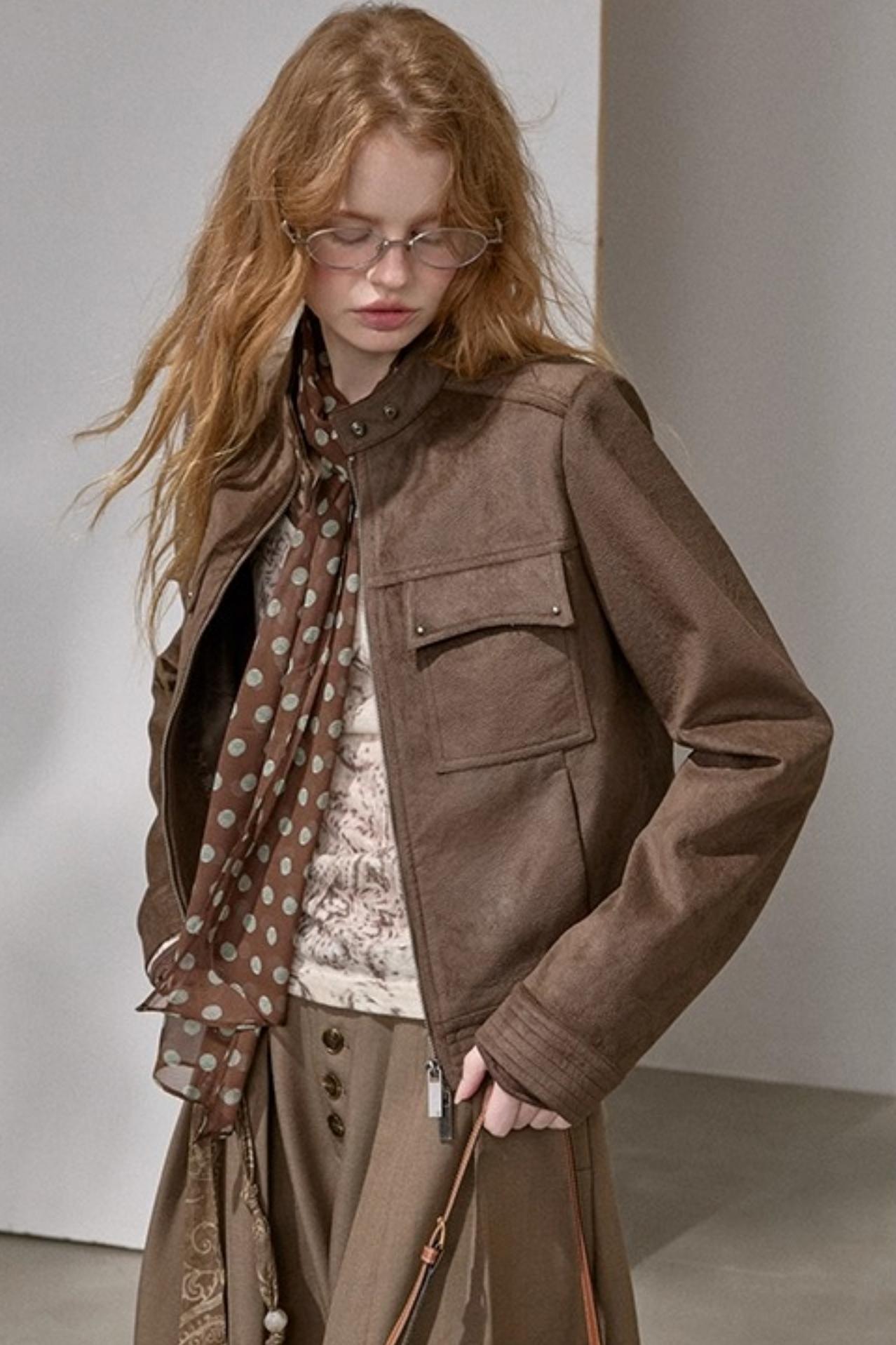 Suede Tailored Short Jacket