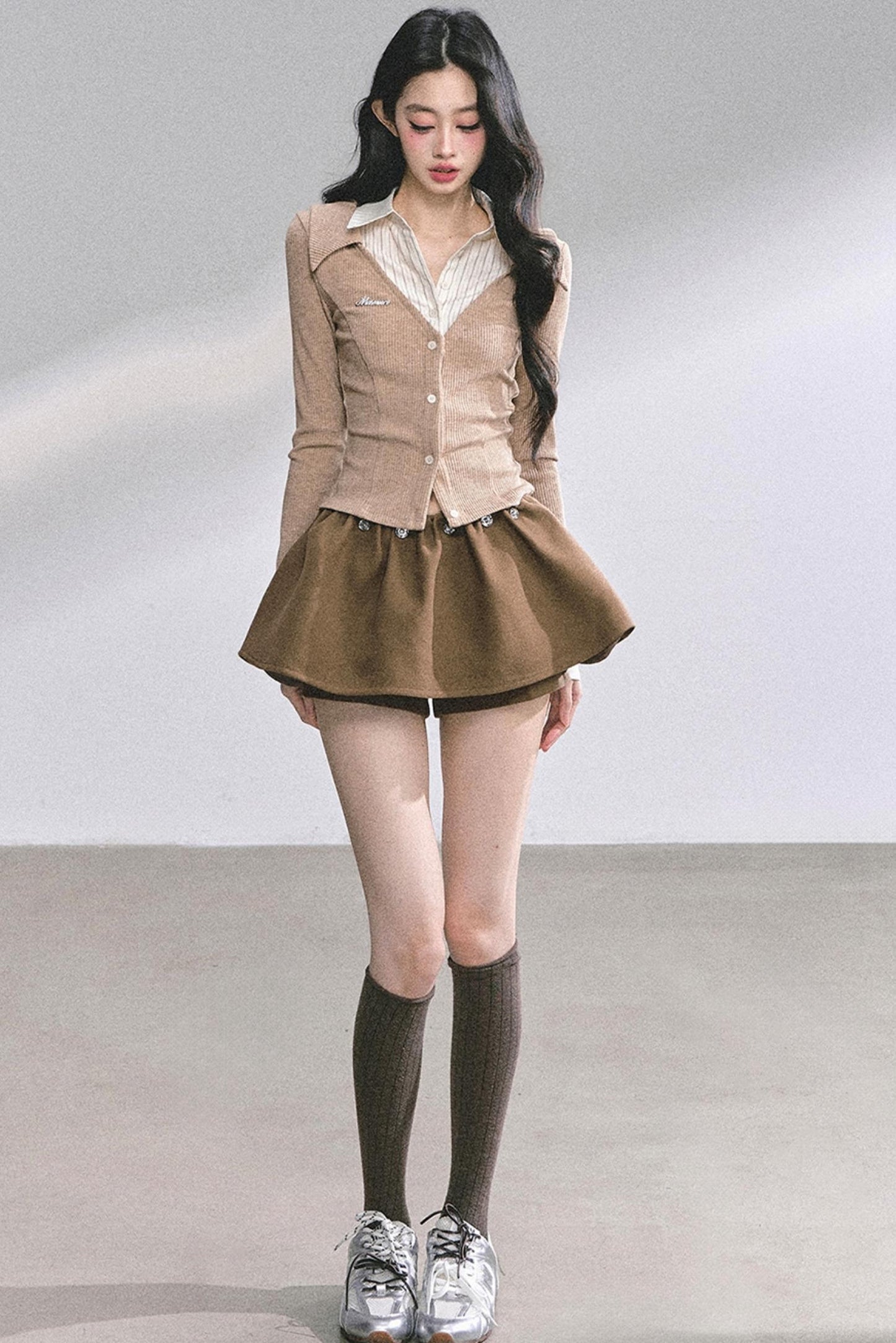 Slimming Long-Sleeved Knitted Top