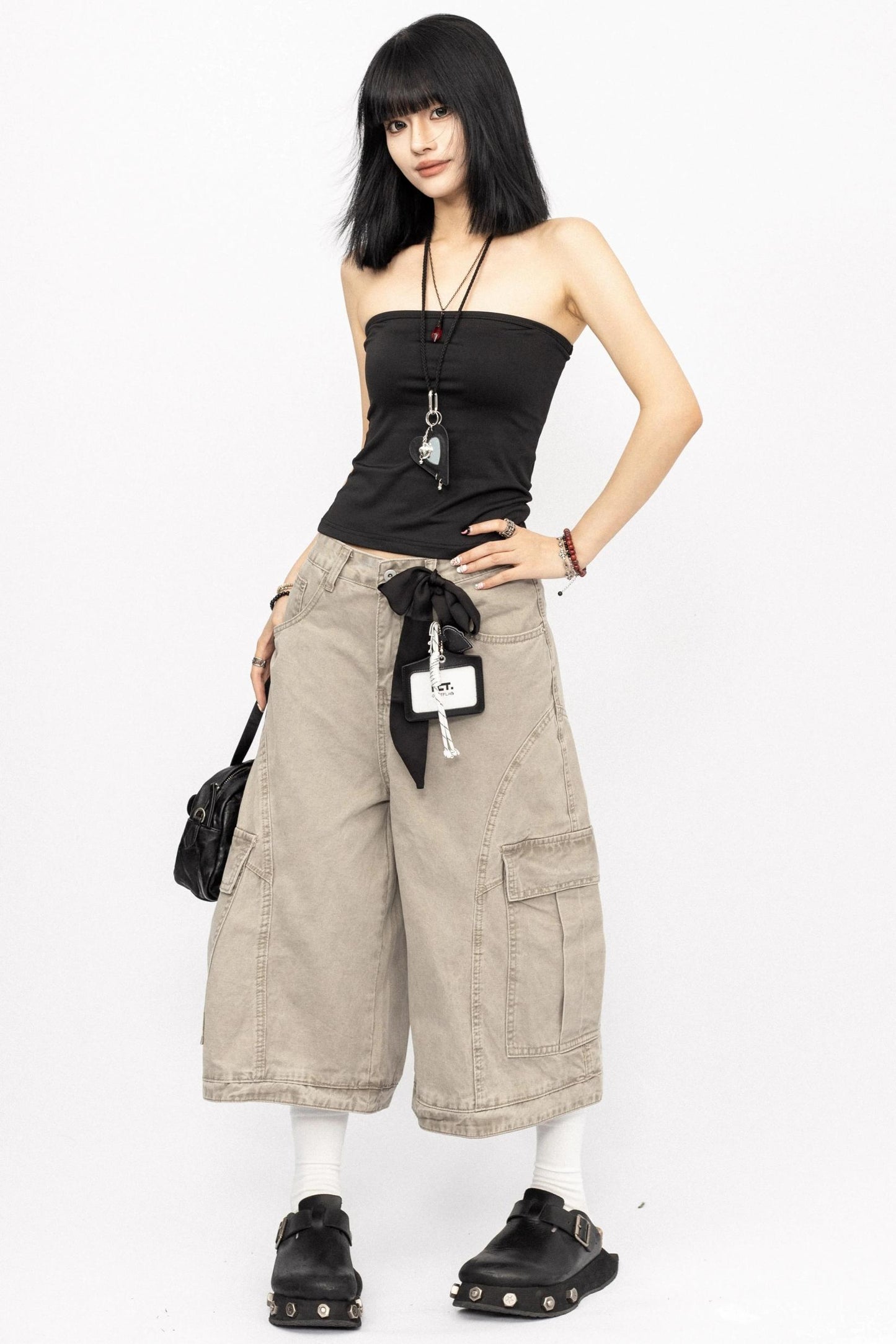 American Vintage Cargo Denim Cropped Pants