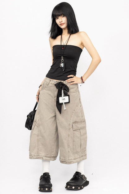 American Vintage Cargo Denim Cropped Pants