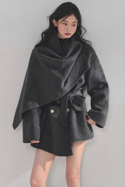 Winter Plaid Wool Coat