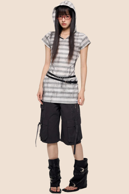 Vintage Striped Hooded Tee