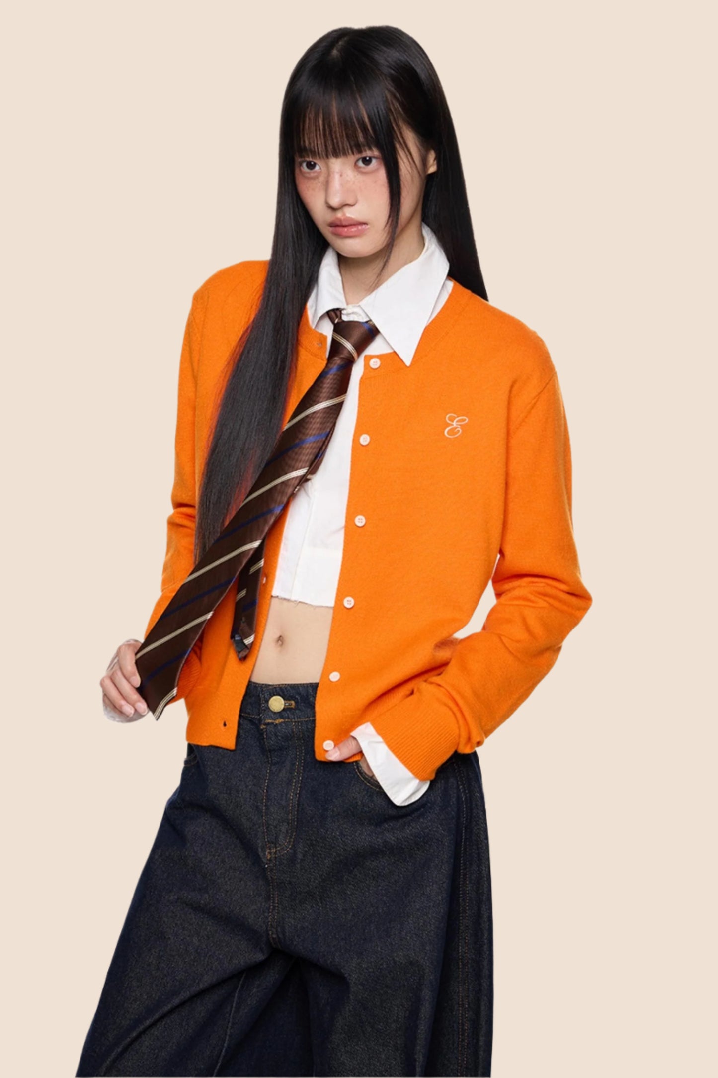 Embroidered Cropped Knit Sweater Cardigan