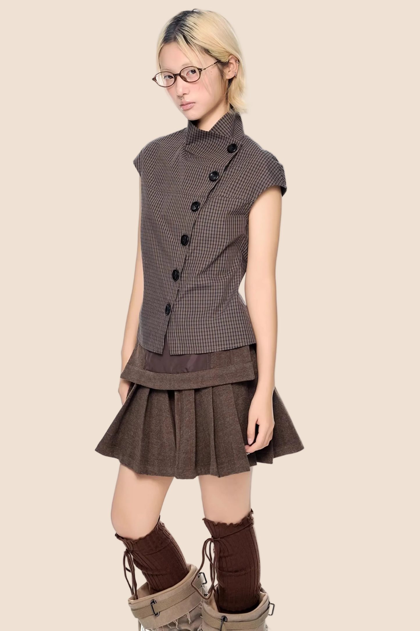 Retro kariertes Sommerbluse