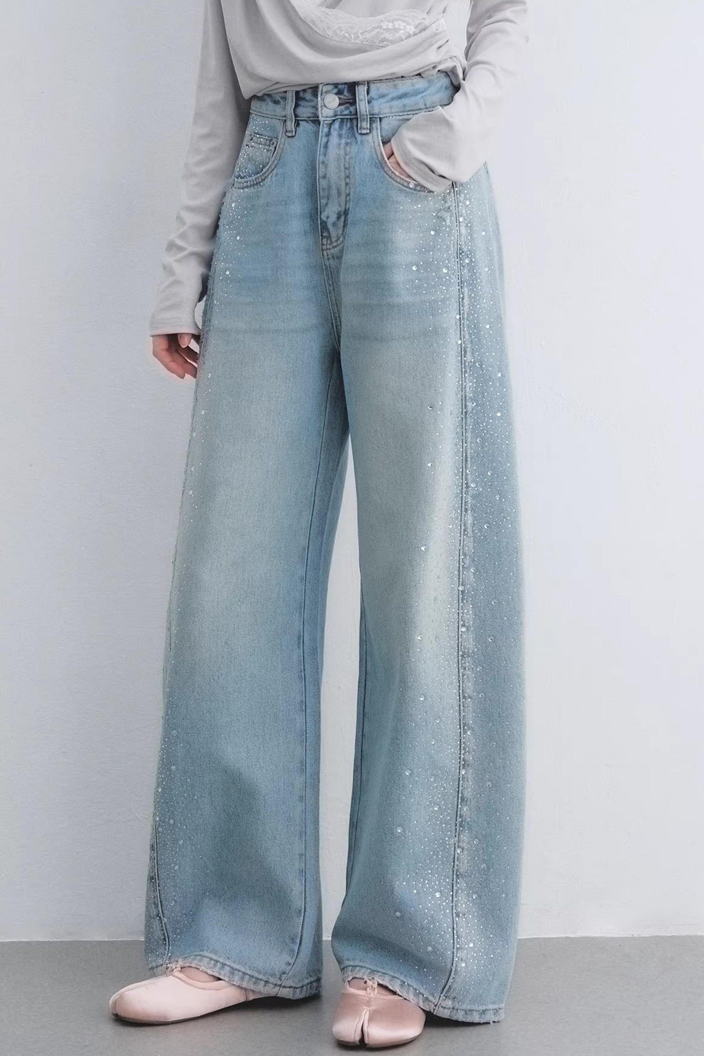 Lyocell Rhinestone Scimitar Pants