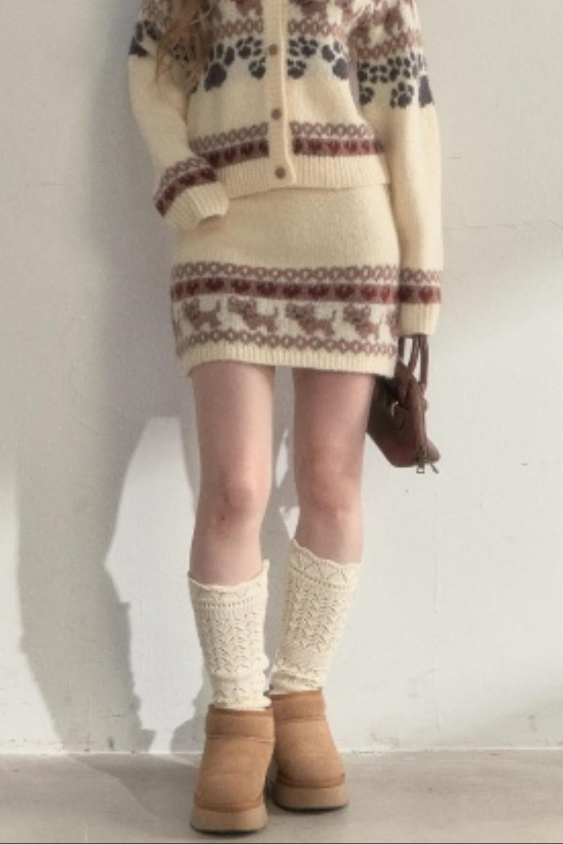 Vintage Knit College Style Sweater Set-Up