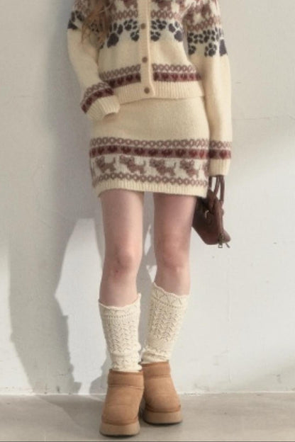 Vintage Knit College Style Sweater Set-Up