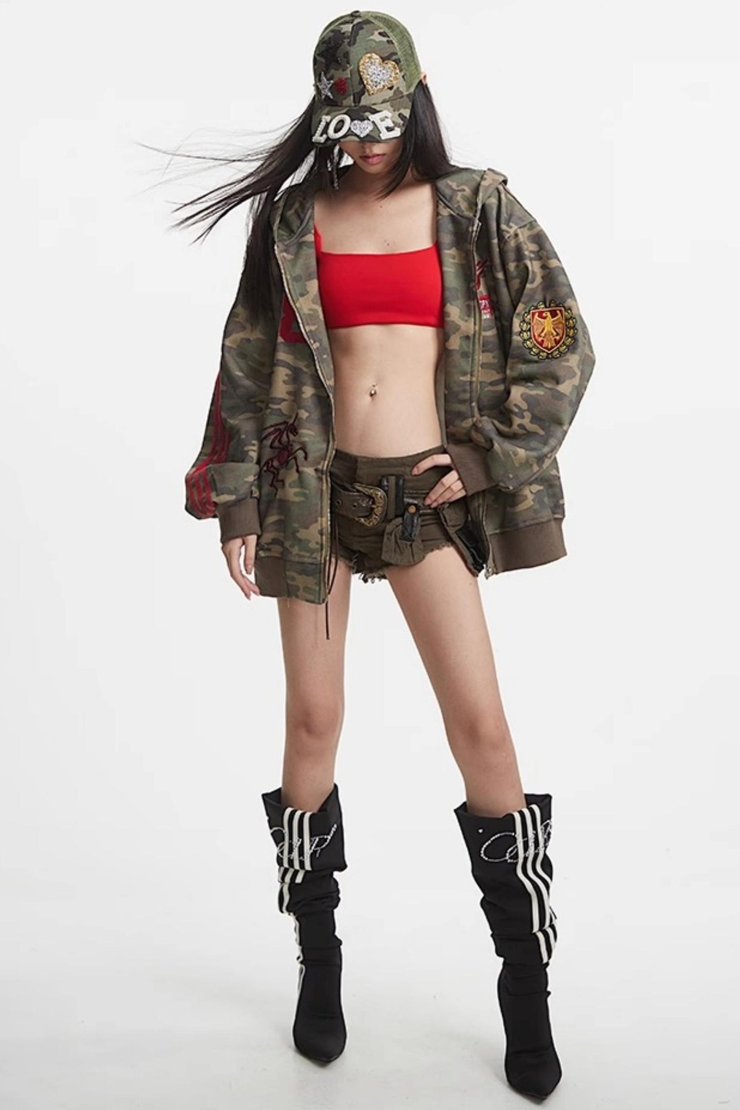 Camouflage Hooded Zip Jacket