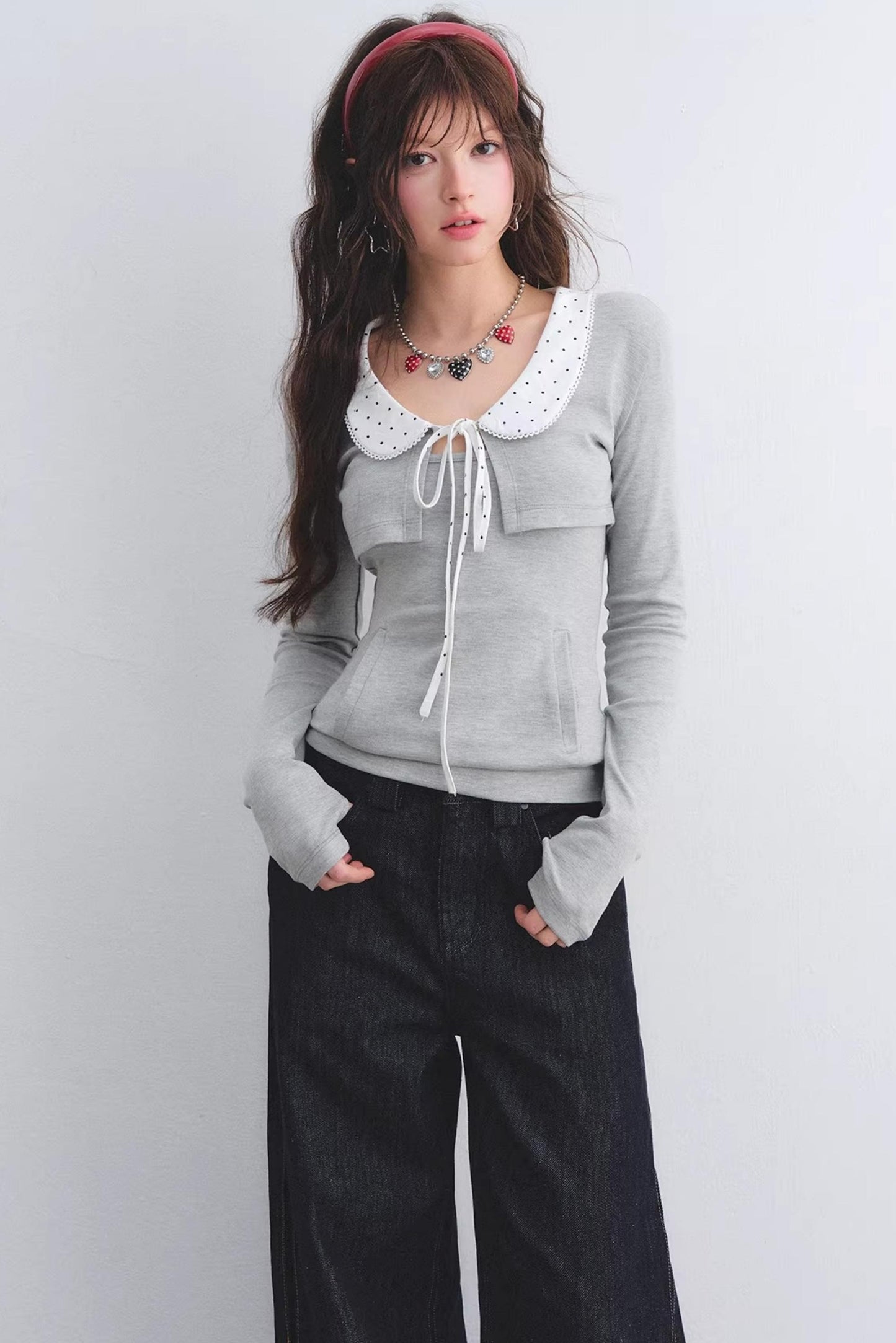 Polka Dot Lace Cardigan Set