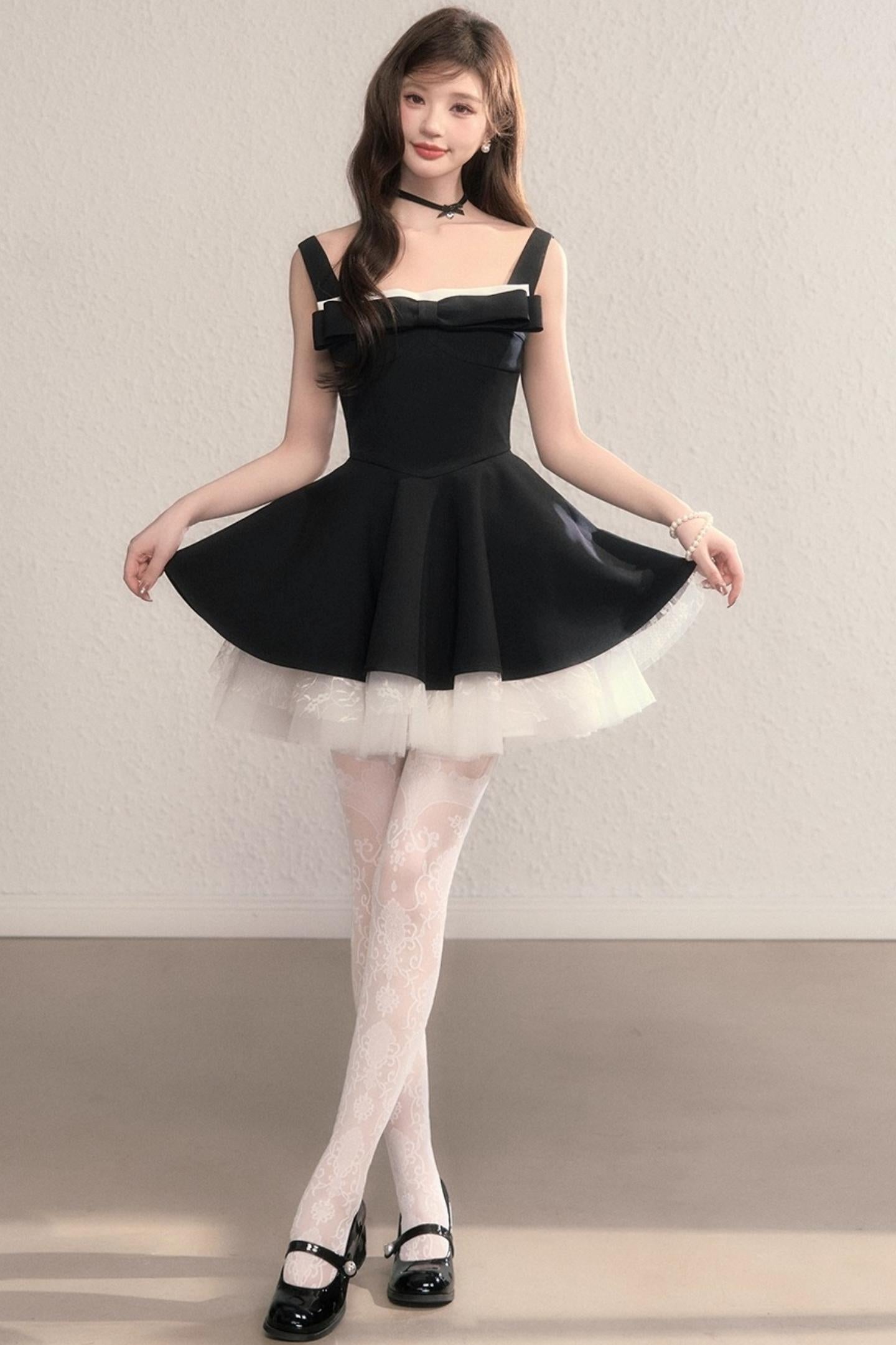 French Slimming Lace Hepburn Dress Set