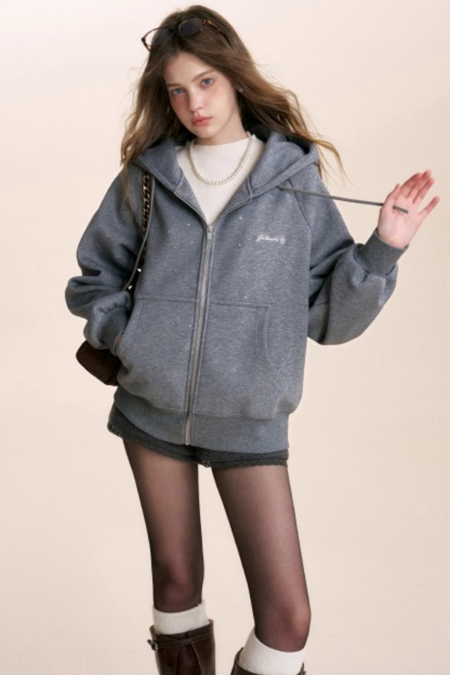 Fine Glitter Hooded Jacket