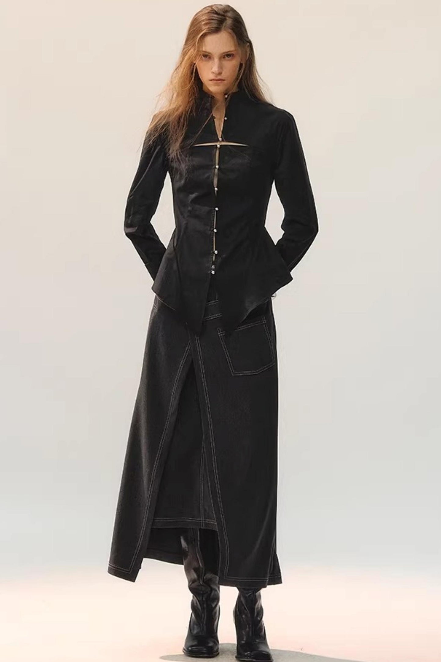 Contrasting Layered Half Skirt