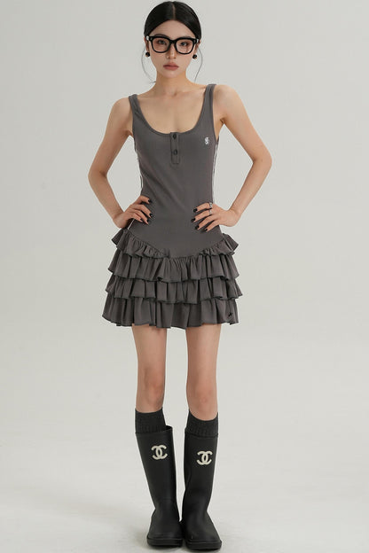 Unique Skirt Halter Mini Dress