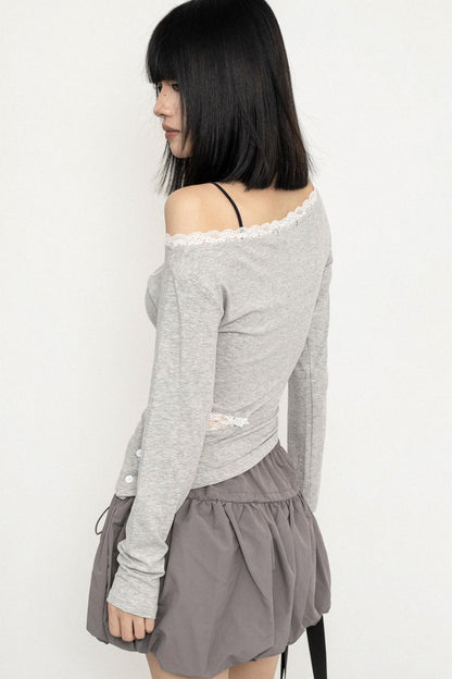 Lace Edge IRREGULAR T-SHIRT