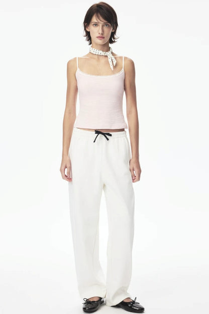 Canotta in pizzo con color-blocking