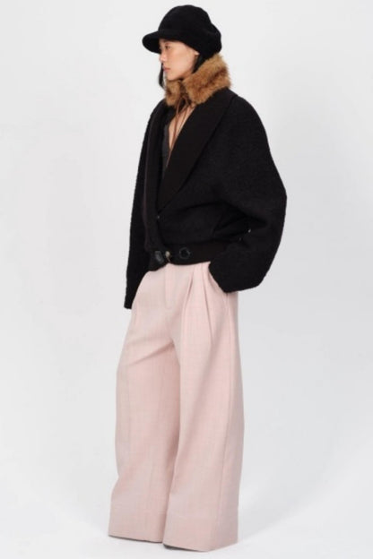 Pleated Low Rise Wide-Leg Pants