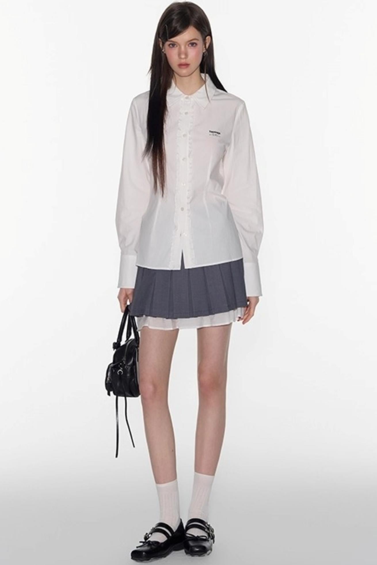 Gray A-Line Lace Skirt