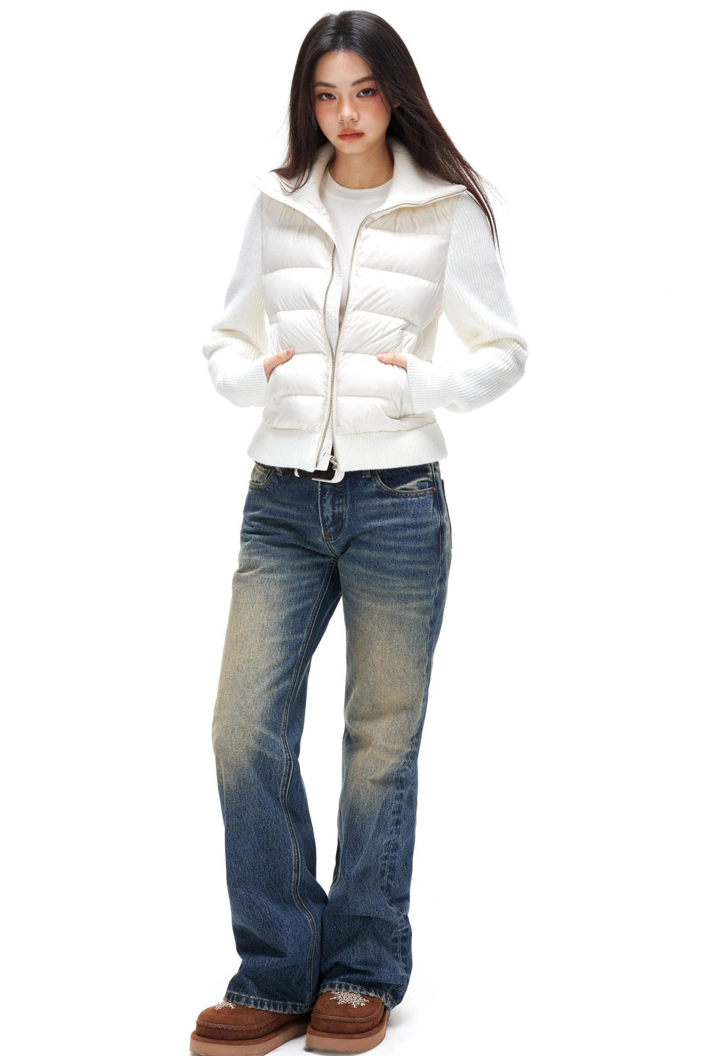 Ribbed Knitted Patchwork Jacket