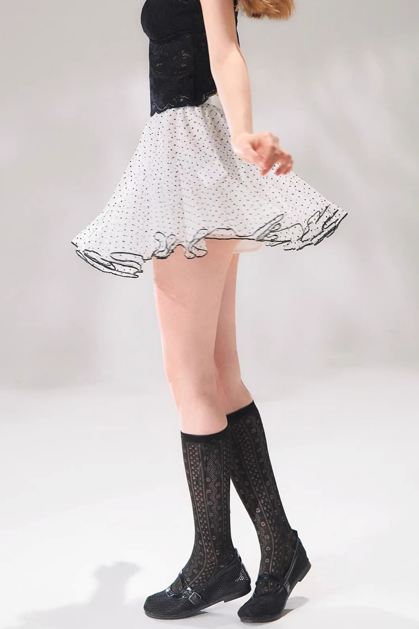Velvet Polka Dot Skirt Set-Up