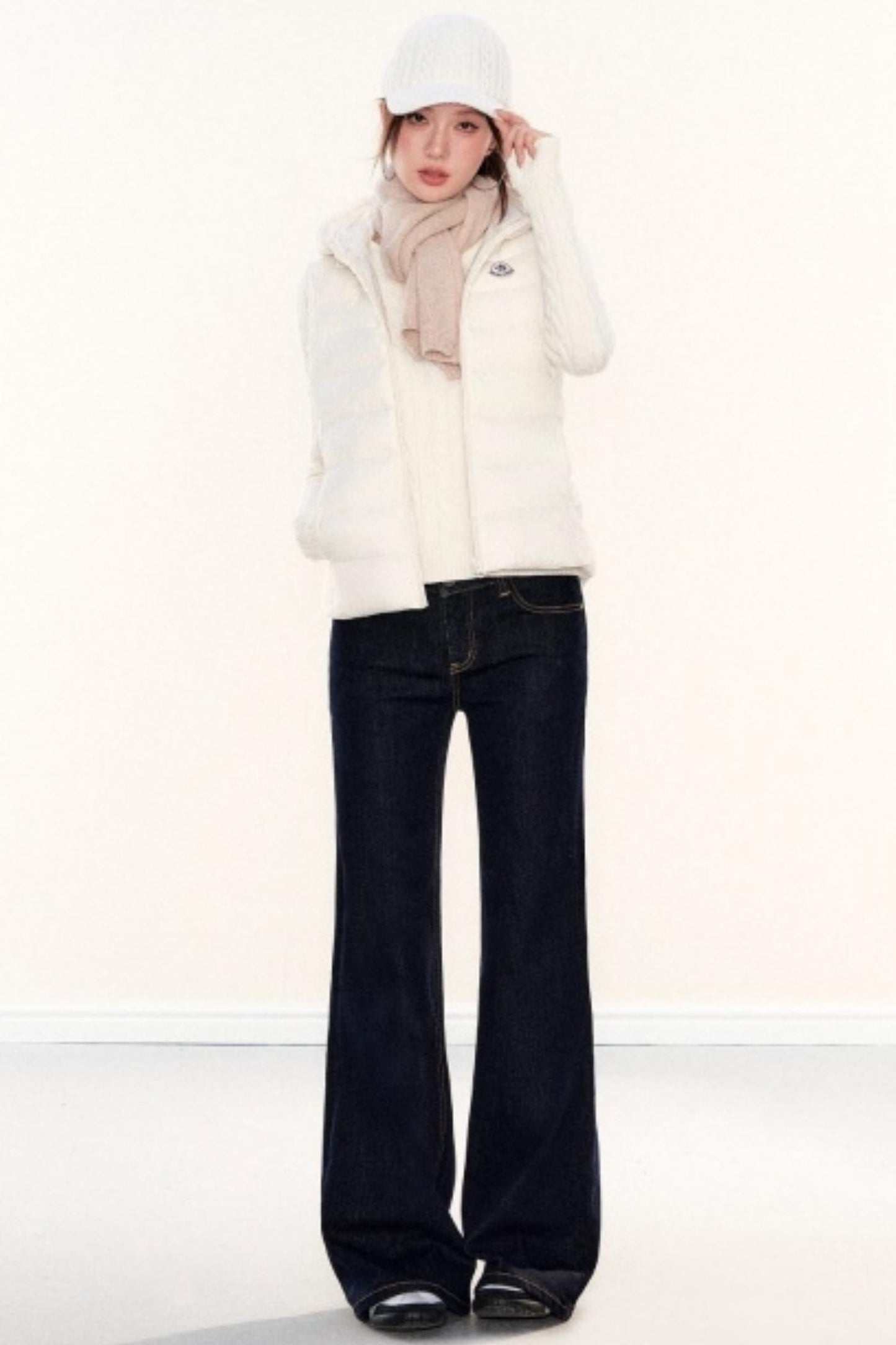 Hooded Ribbed Down Vest