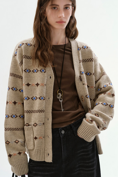 Fano Wool Geometric Cardigan