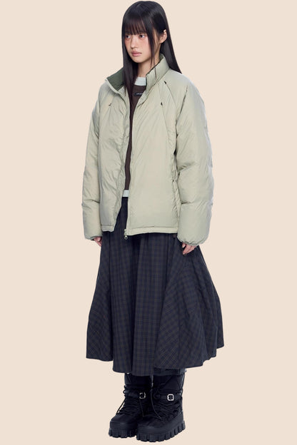 Plaid Retro White Duck Down Jacket