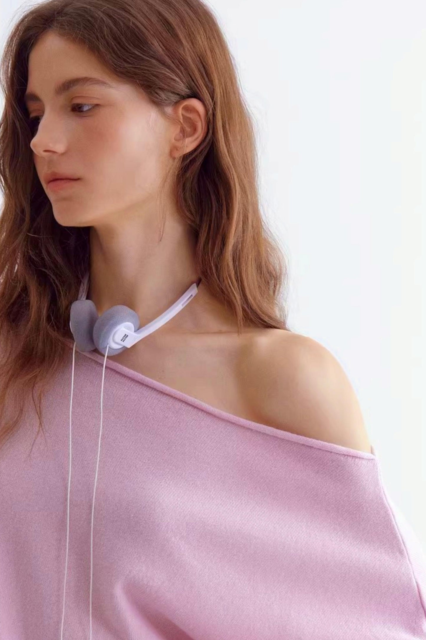 Rolled Edge Off-Shoulder Wool Sweater