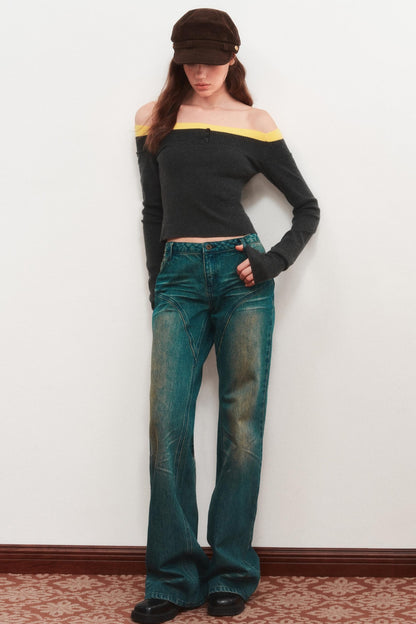 One-shoulder Knit Top