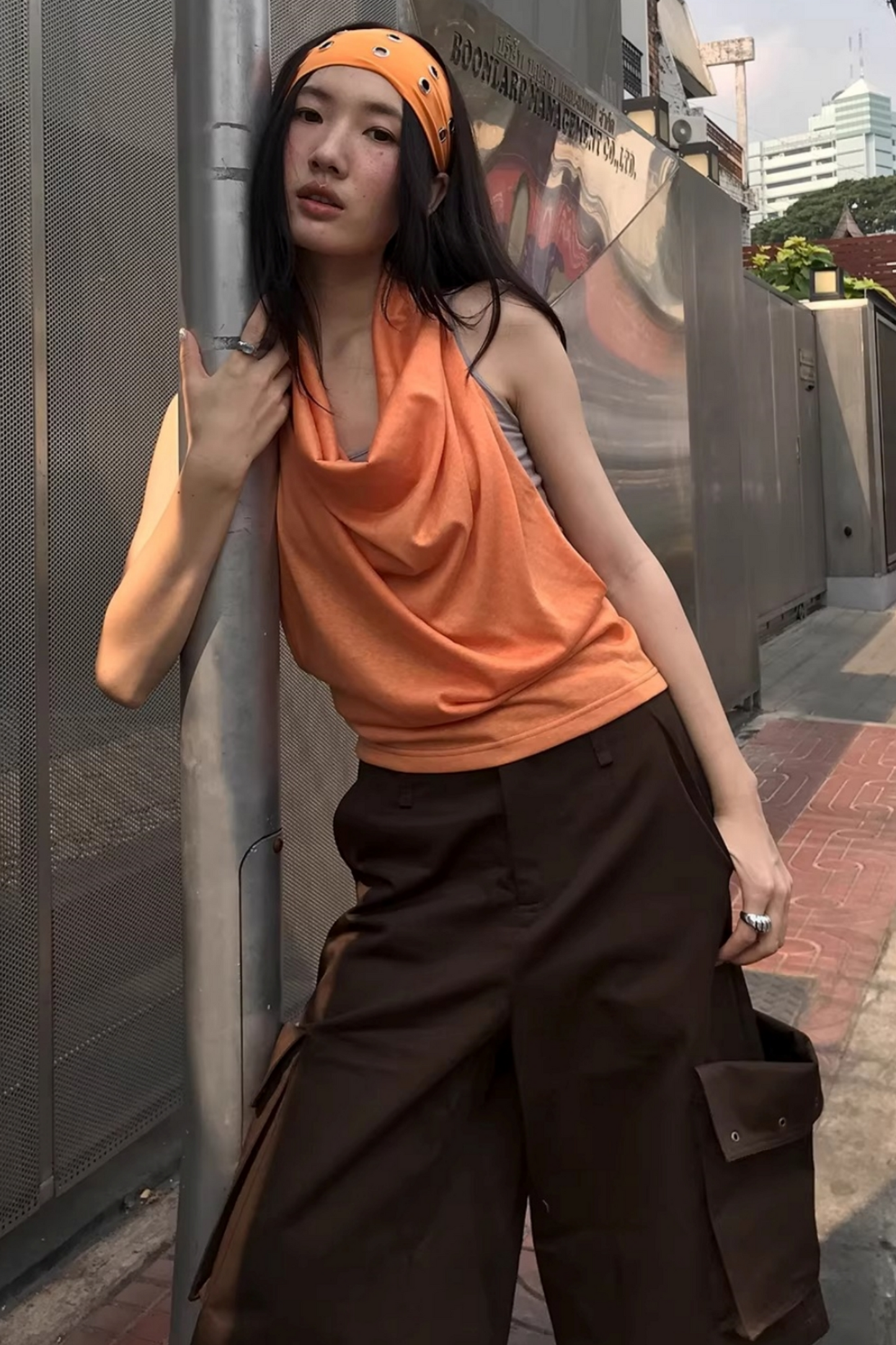 Orange Wave Halter Top