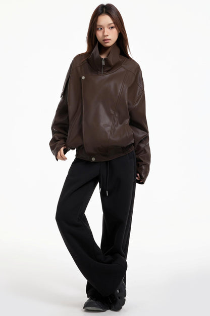 Leather Stand-Up Jacket