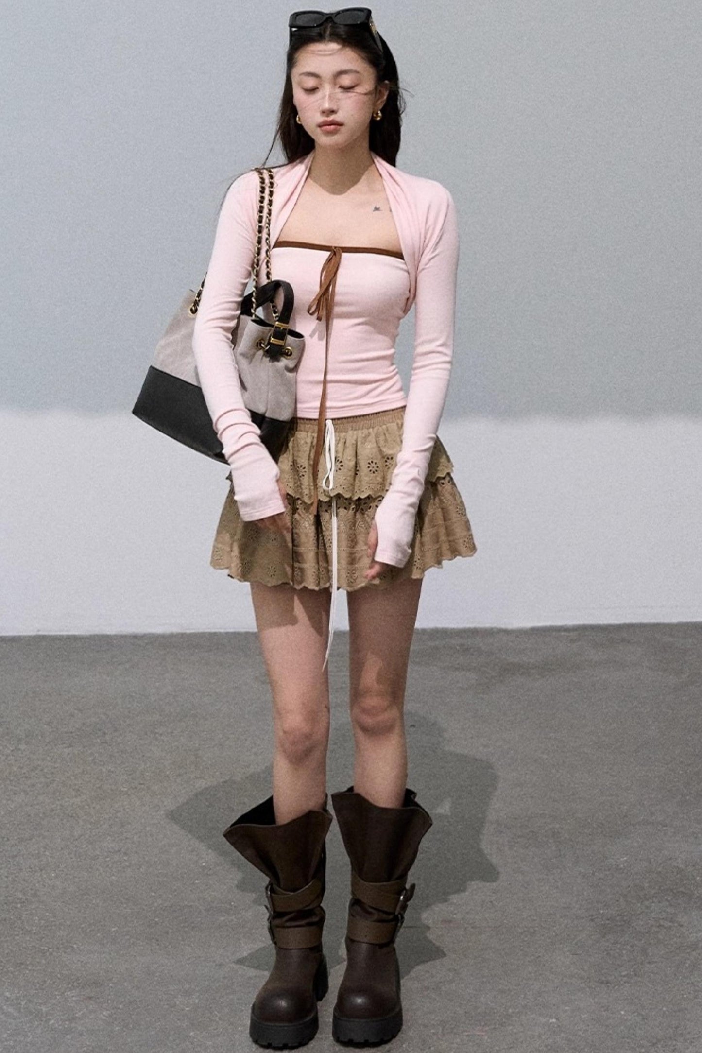 Fall Bandeau With Cardigan Set