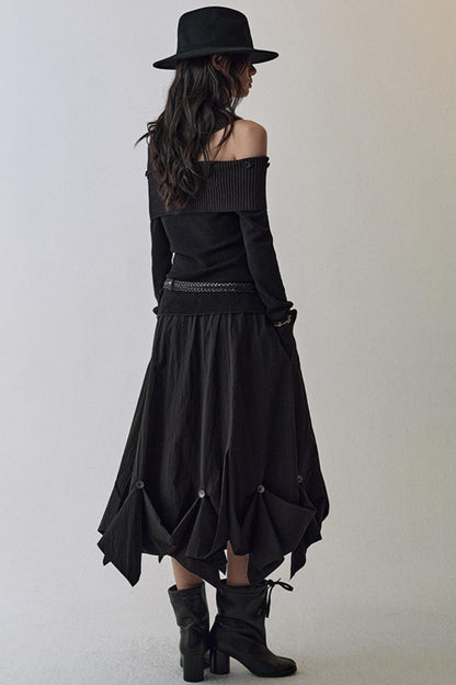 Light And Shadow One-shoulder Top