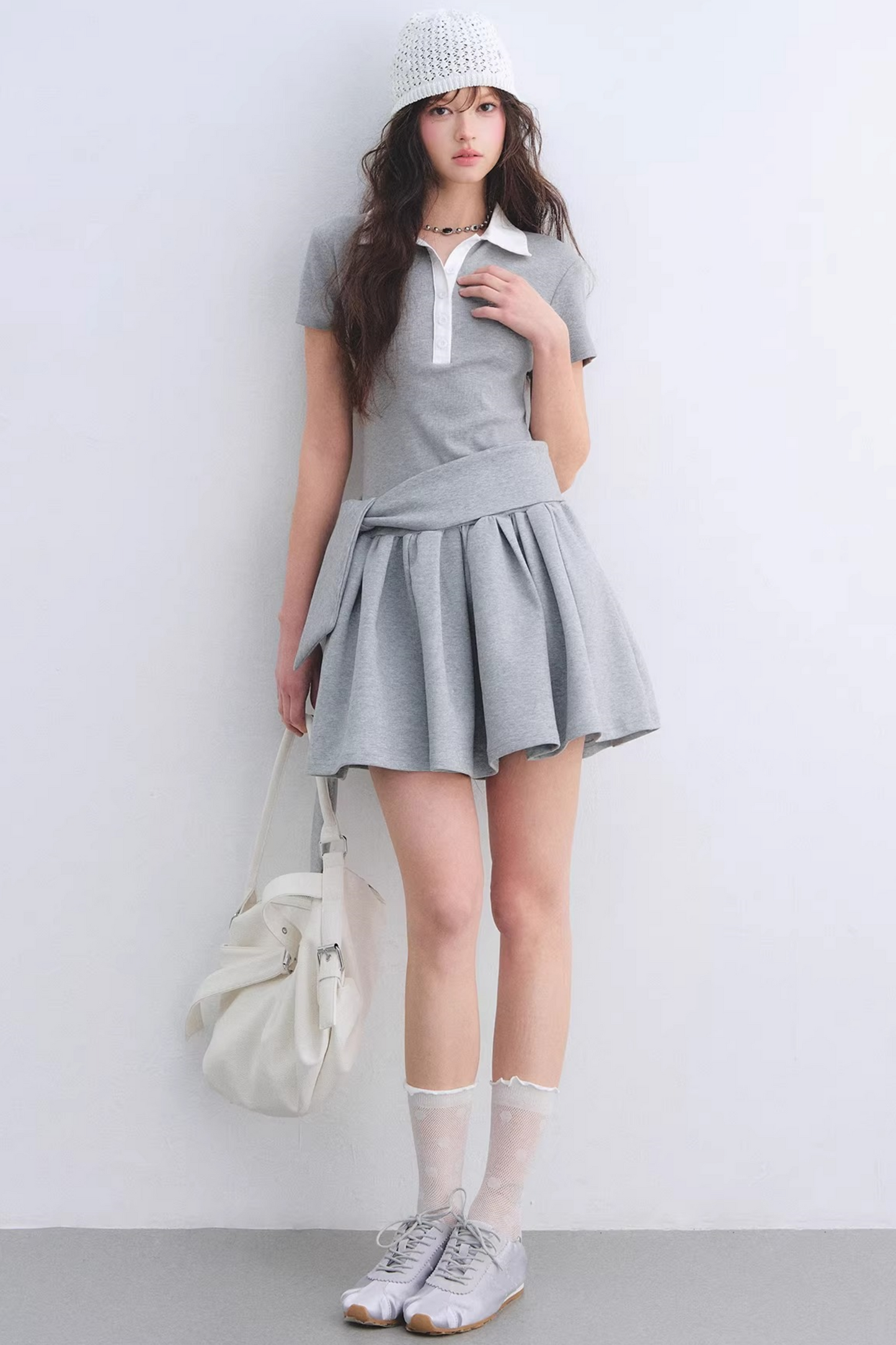 Contrasting Polo Puffy Dress