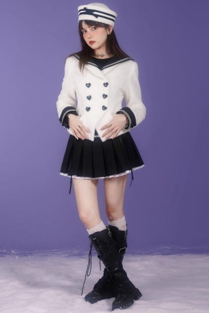 Golden Mink Sailor Collar Jacket